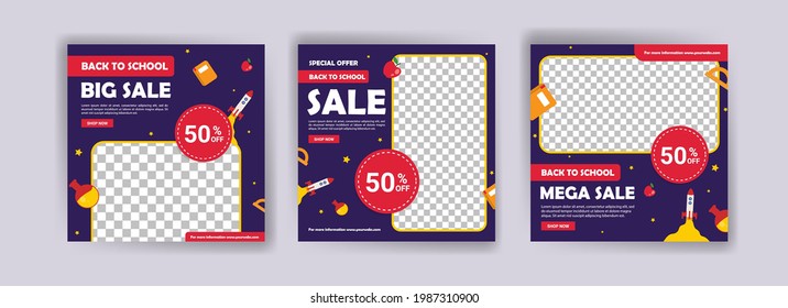Back to school. Back to school sale. Banner vector for social media ads, web ads, postcard, card, business messages, discount flyers and big sale banners.