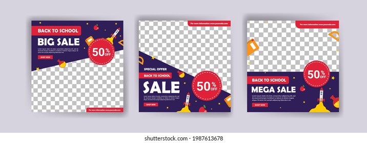 Back to school. Back to school sale. Banner vector for social media ads, web ads, postcard, card, business messages, discount flyers and big sale banners.