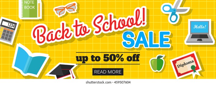 Back to school sale banner. Vector eps 10 format.