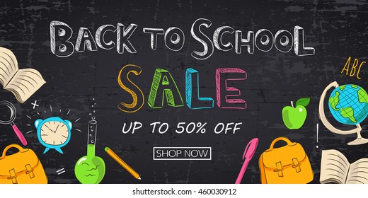 Back To School Sale Banner. Vector Eps 10 Format.