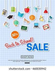 Back to school sale banner. Vector eps 10 format.