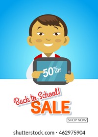 Back to school sale banner. Vector illustration