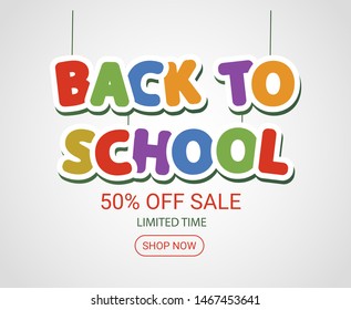 Back to school sale banner.Education illustration