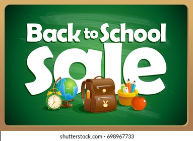 Back to school sale chalkboard vector poster