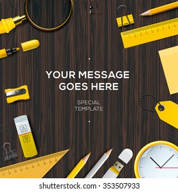 Back to School sale concept template, with copy space for text, vector illustration.
