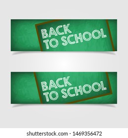Back to school sale and education discount promotion background vector modern banner set with sale text and school items in colorful backgrounds. Vector illustration.