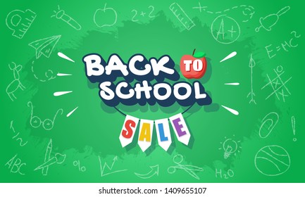 Back to school sale horizontal banner template for web and printing