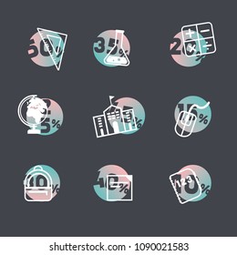 Back to school sale icon set 