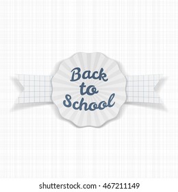 Back to School Sale Label with Ribbon and Shadow
