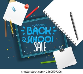 Back to school sale. Lettering vector banner