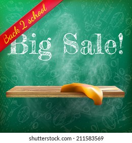 Back to school sale on the chalkboard with different sale percentss. plus EPS10 vector file