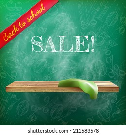Back to school sale on the chalkboard with different sale percentss. plus EPS10 vector file