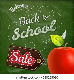 Back to school sale on the chalkboard. EPS 10 vector file included