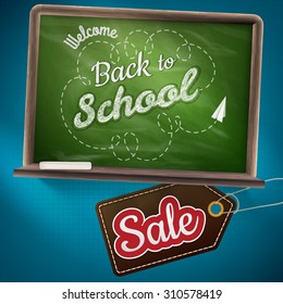 Back to school sale on the chalkboard. EPS 10 vector file included
