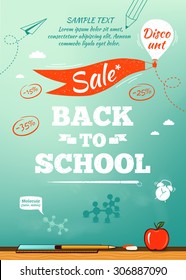 Back To School Sale Poster. Vector Illustration