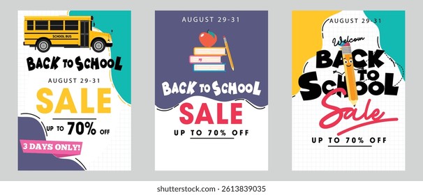 Back to School Sale Posters - Up to 70% Off vector illustrator