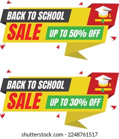 back to school sale promotion 50 off vector price tag design
