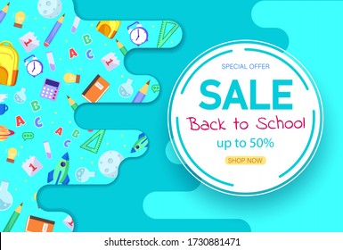 Back to School Sale Sign. Back to school banner, vector banner set of schoolbags,back to school concept ,colorful.