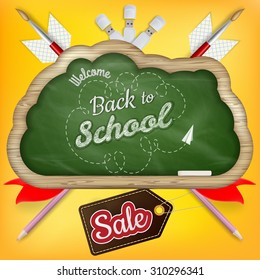 Back to school Sale with text on chalkboard. EPS 10 vector file included