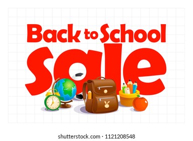 Back to school sale vector banner design concept
