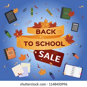 Back to school. Sale. Vector card.