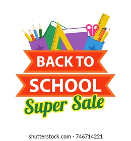 Back To School Sale Vector and School Elements for Banner, Poster