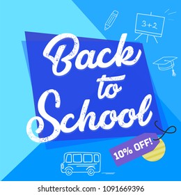 Back to school sale vector illustration for banner & flyer design.