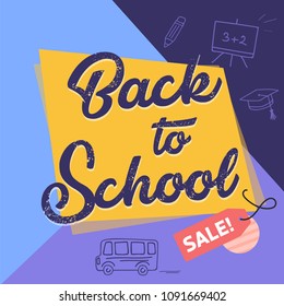 Back to school sale vector illustration for banner & flyer design.