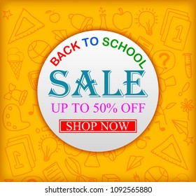 Back to school sale . vector illustration
