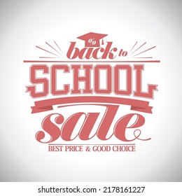 Back to school sale, vector lettering poster or web banner mockup