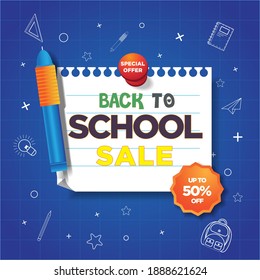 Back to School Sales Concept With Items and Colorful
