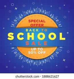Back to School Sales Concept With Items and Colorful