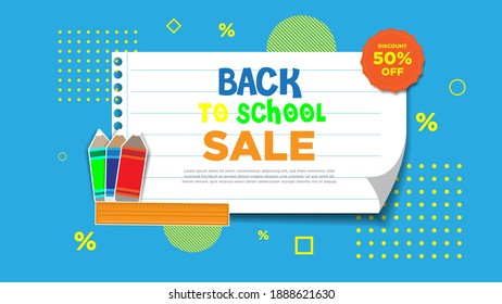 Back to School Sales Concept With Items and Colorful