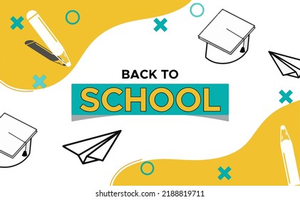 Back to school sales horizontal banner. First day of school, vector illustration