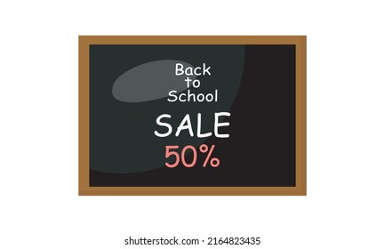 Back to School sales vector banner with sale text on a on the blackboard. Vector illustration.