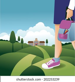 Back to school scene. EPS 10 vector.