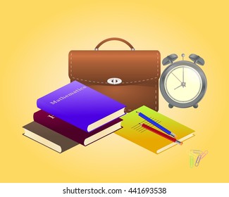 Back to school. Schoolbag with school supplies. Vector illustration.