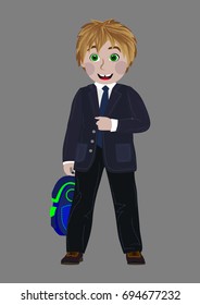 Back to school. Schoolboy with a backpack