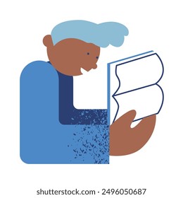 Back to school! Schoolchild is reading book. Student learning. Sketch vector illustration.