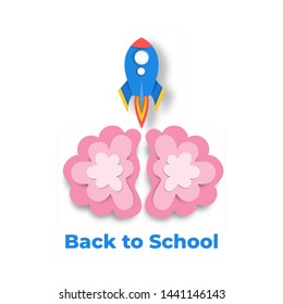 Back to school science background . Paper cut cartoon education supplies set in trendy craft style. Modern origami teaching and learning symbol design. Vector illustration