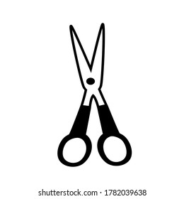 
Back to school. Scissors in doodle style isolated on white background. Signature Icon. Vector outline illustration. Can be used as an icon or symbol. Decor element. Hand drawn black sketch.