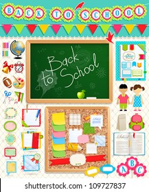 Back To School Scrapbook Elements. Vector Illustration.