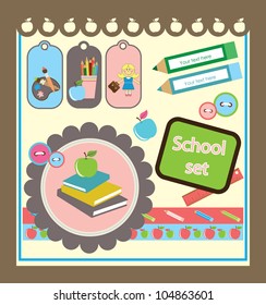 back to school scrapbook set. vector illustration
