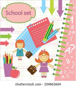 back to school scrapbook set. vector illustration