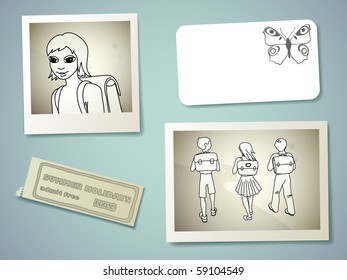 back to school, scrapbook vector illustration