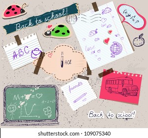 Back to school scrapbooking poster 2. Vector illustration EPS10