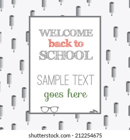 Back to school - seamless background on blackboard. Can be used for wallpaper, pattern fills, textile, web page background, surface textures. Vector illustration.