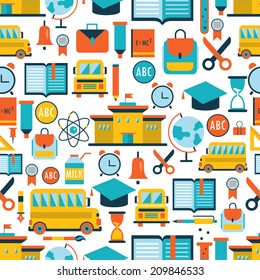 Back to school seamless background pattern. Vector illustration