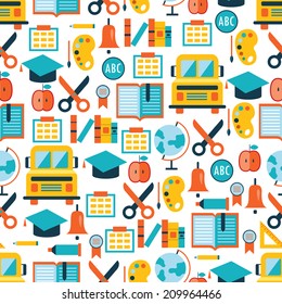 Back to school seamless background pattern. Vector illustration