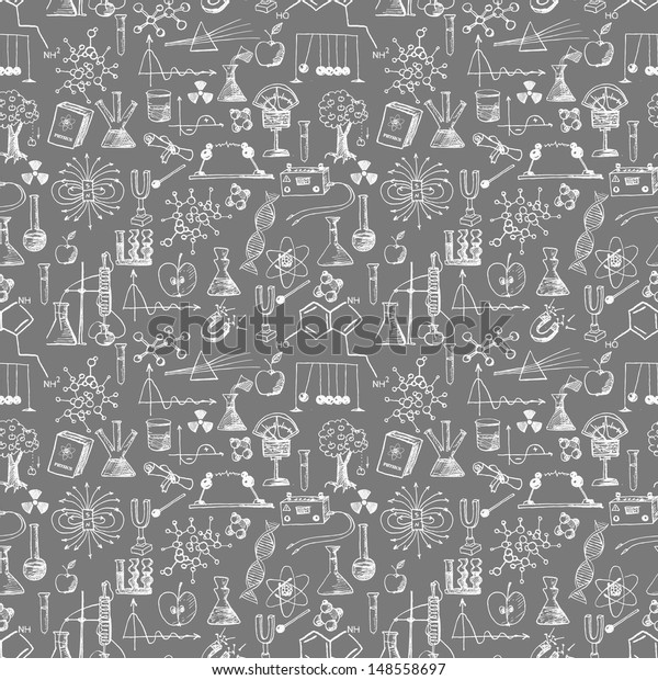 Back School Seamless Background Physics Chemistry Stock Vector Royalty Free